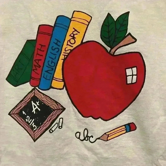 Vintage size L Teacher T shirt Cal Cru 100% pre shrunk cotton Back to School - Picture 2 of 5